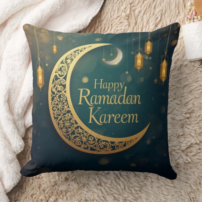 Coussin Happy Ramadan Kareem Moon & Lantern Pillow (Couverture)