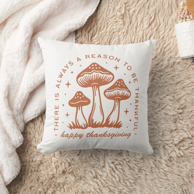 Coussin Happy thanksgiving mushroom whimsical terracotta (Couverture)
