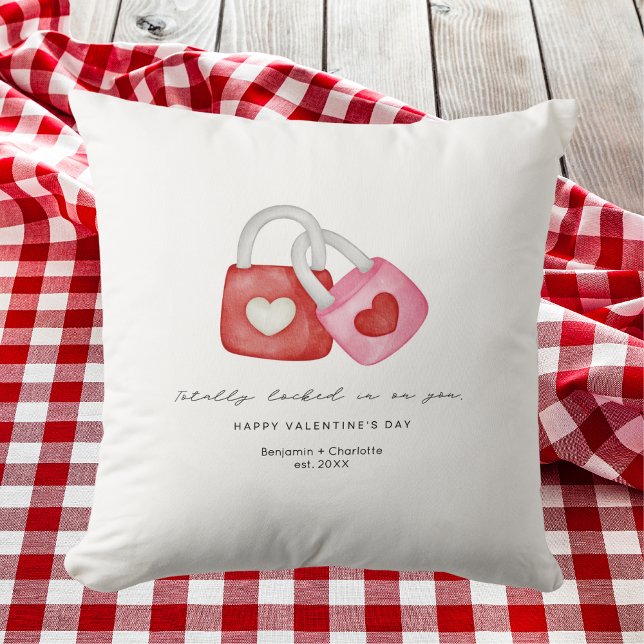 Coussin Happy Valentine's Day Cute Fun Locks Hearts Custom (Créateur téléchargé)