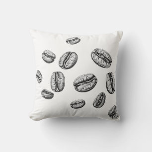 Coussin Haricots de café noirs et blancs