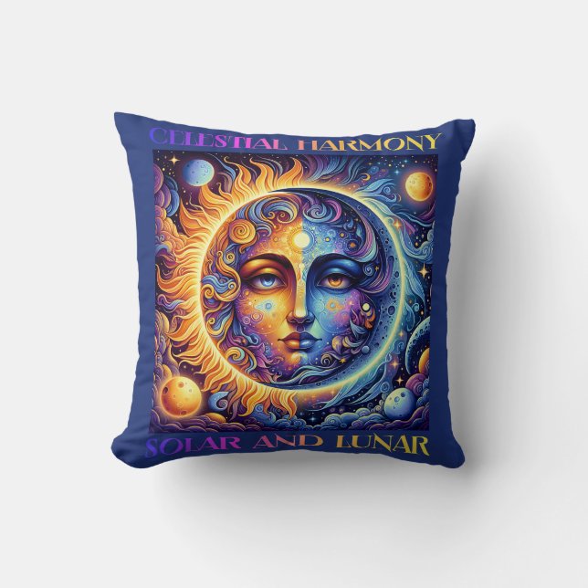 Coussin Harmonie céleste Soleil et Lune, Astrologie (Recto)