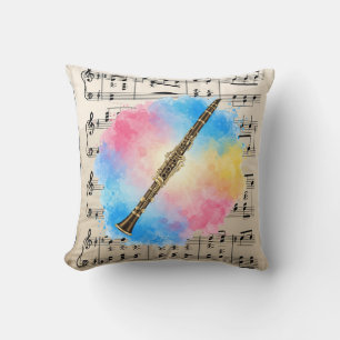 Coussin Harmonie Clarinet : Aquarelles colorées. Jeter la