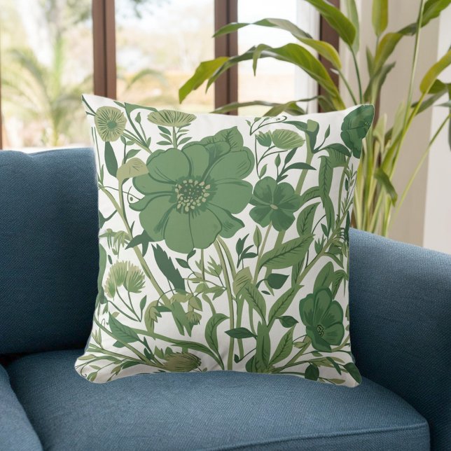 Coussin Harmonie verdoyante : Elégant arrangement floral v (Créateur téléchargé)