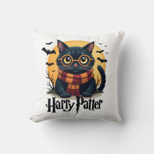 Coussin Harry Pawter Sorcière Chat Noir Halloween Film Drô