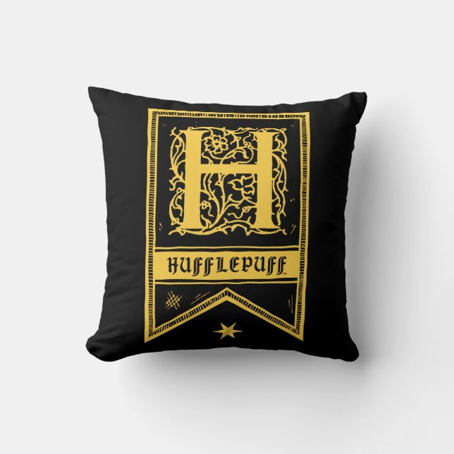 Coussin Harry Potter | Bannière monogramme de Poufsouffle (Recto)