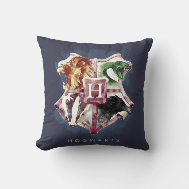 Coussin Harry Potter | Blason d'HOGWARTS™ Aquarelle (Recto)