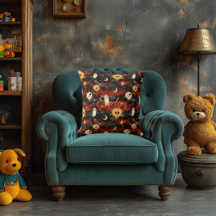 Coussin Hauné Eclipse Halloween avec Fantômes et Lunes