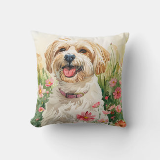 Coussin Havanais - Aquarelle Chien Décor maison