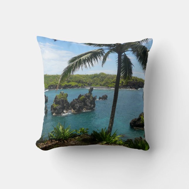 Coussin Hawaï - plage et cascade de paradis (Recto)