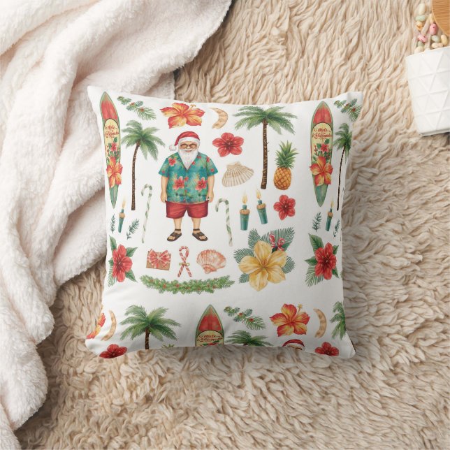 Coussin Hawaii Christmas themed with Santa Claus (Couverture)