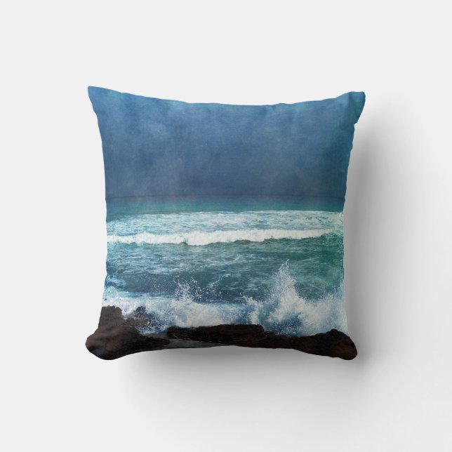 Coussin Hawaii Ocean Hawaii Waves Aqua Turquoise Blue Surf (Recto)