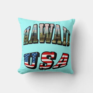 Coussin Hawaii Picture et USA Flag Text