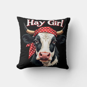Coussin Hay Girl Farmer Funny Cattle Cow Farm Amateurs