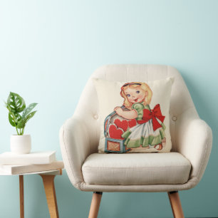 Coussin Heart Girl Enfant Retro Enfants mignons