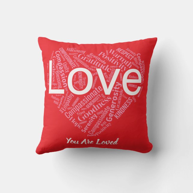 Coussin Heart of Positivity Word Art – Inspirational Typog (Verso)