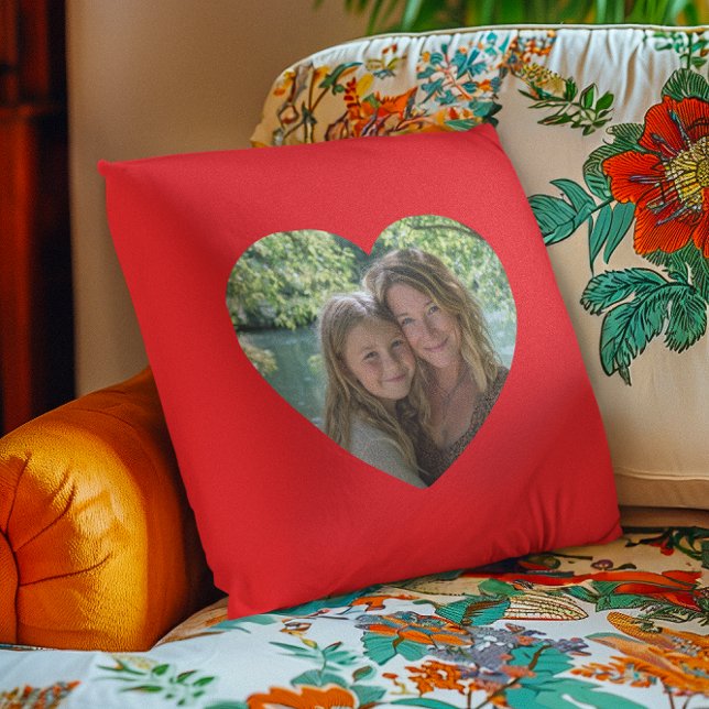 Coussin Heart Shape Photo Bright Red (Heart Shape Photo Bright Red Throw Pillow)