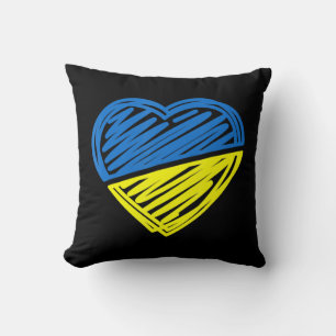 Coussin Heart Ukraine Je Me Tiens Avec Le Drapeau Ukrainie