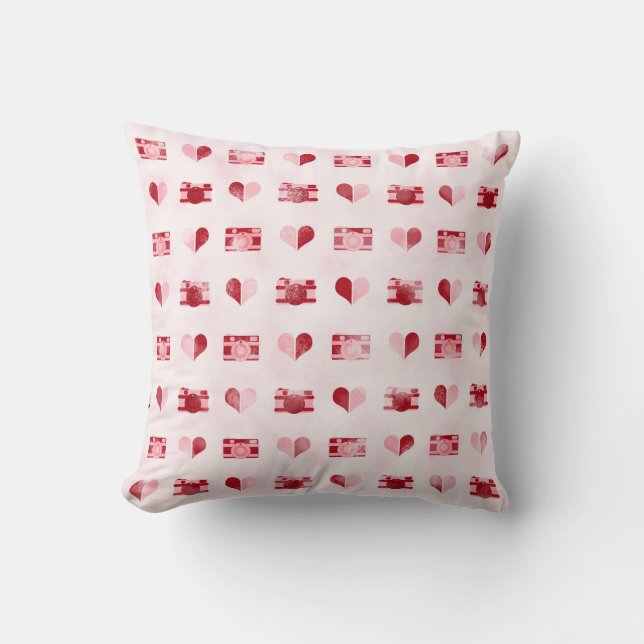 coussin "Hearts & Cameras" (Recto)