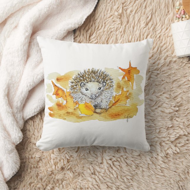 Coussin Hedgehog In Fall Leaves (Couverture)