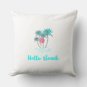 Coussin Hello Beach Tropical Summer Unique