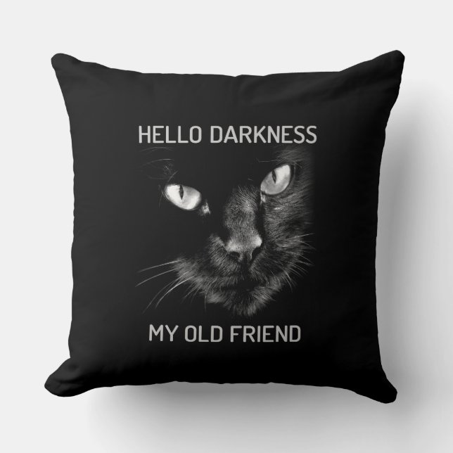 Coussin Hello Darkness My Old Friend Chat - Version 2 (Recto)