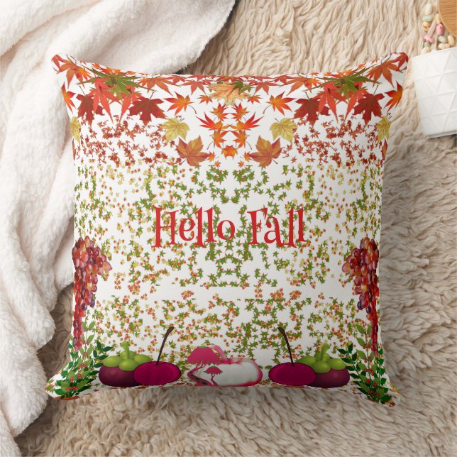 Coussin Hello Fall Colours Maple Feuille Automne Citrouill (Couverture)