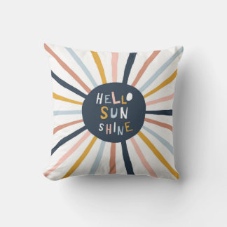 Coussin Hello Sunshine : Typographie enfantine colorée