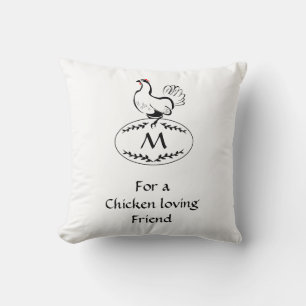 Coussin Hen classique noir et blanc sur un oeuf de monogra
