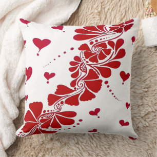 Coussin Henné Peint à la main rouge Mehndi Art unique comp