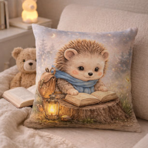 Coussin Hérisson de lecture mignon pour chambre d'enfants