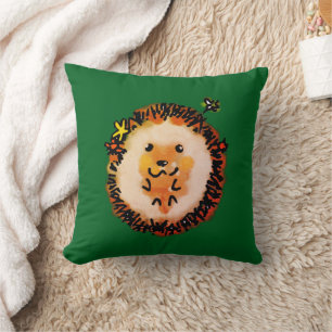 Coussin Hérisson mignon dans les feuilles d'automne