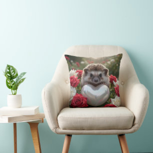 Coussin Hérisson mignon de juin avec cœur de perle