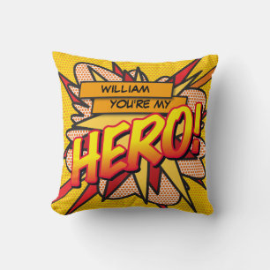 Coussin HERO Peronalized Fun Modern Cool Trendy Comic Book
