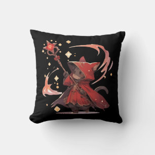 Coussin Héros Chat Enchanteur Rouge Mignon