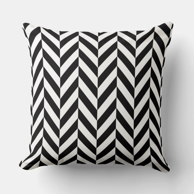 Coussin Herringbone réversible noir/blanc (Recto)