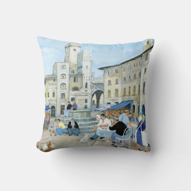 Coussin Heure du déjeuner dans un carré Toscane du marché (Recto)
