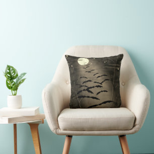 Coussin Heure Envoûtante Pleine Lune avec Chauves-souris V
