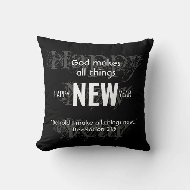 Coussin HEUREUSE NOUVELLE ANNÉE Écriture chrétienne Person (Recto)