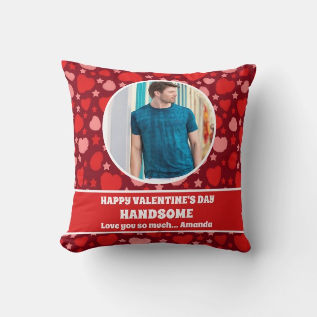 Coussin Heureuse Sainte-Valentin Handsome Photo personnali (Recto)