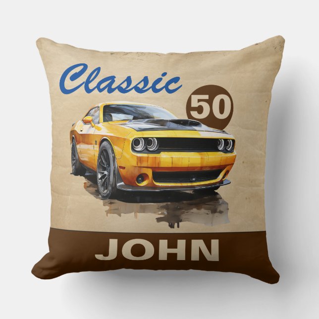Coussin heureux 50e anniversaire Classic Muscle Car (Recto)