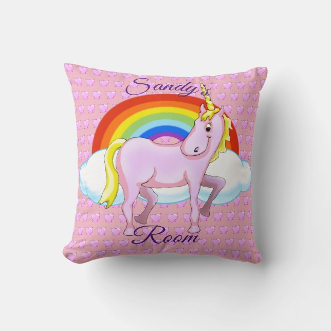 Coussin heureux de carré de licorne (Recto)