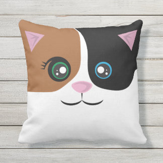Coussin heureux de chat - calicot