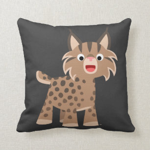 Coussin heureux de Lynx de bande dessinée mignonne