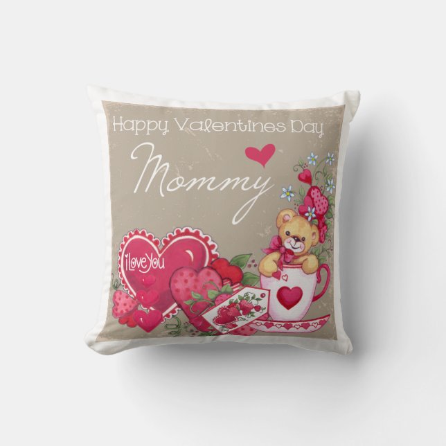 Coussin heureux de maman de jour de Valentines (Recto)