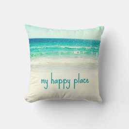 Coussin heureux de mot d'endroit de plage