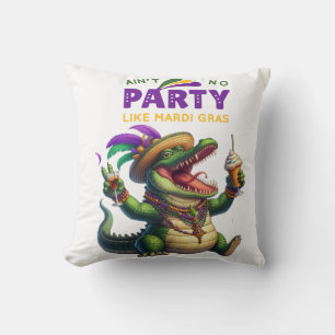 Coussin Heureux Mardi Gras Alligator