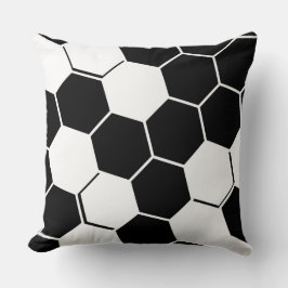 Coussin Hexagone Géométrique Élégant Blanc & Noir