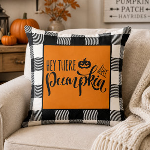 Coussin Hey Là Citrouille Halloween Buffalo Plaid