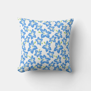 Coussin Hibiscus bleu Tropical Floral