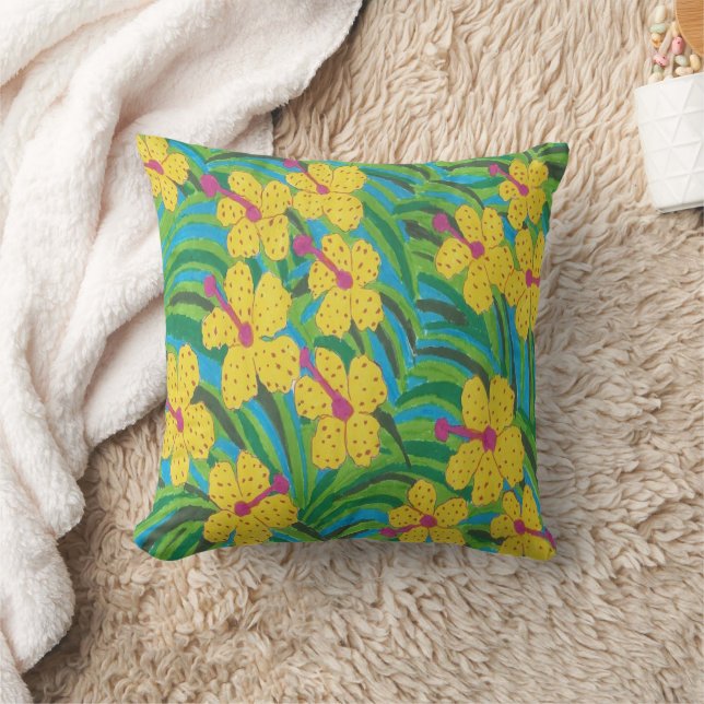 Coussin Hibiscus de soleil Imprimer Tropical (Couverture)